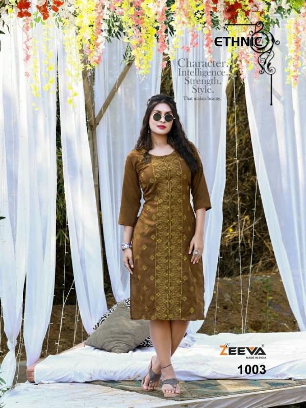 Zeeva Ethnic Rayon Slub Designer Kurti Collection